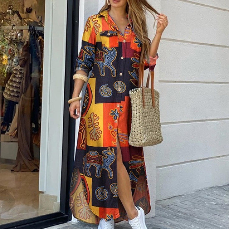 💃💖【50% popusta 🔥】【S–5XL】😍 Nova košulja-haljina s dugim rukavima u velikim veličinama, moderan stil, dostupna u 11 boja
