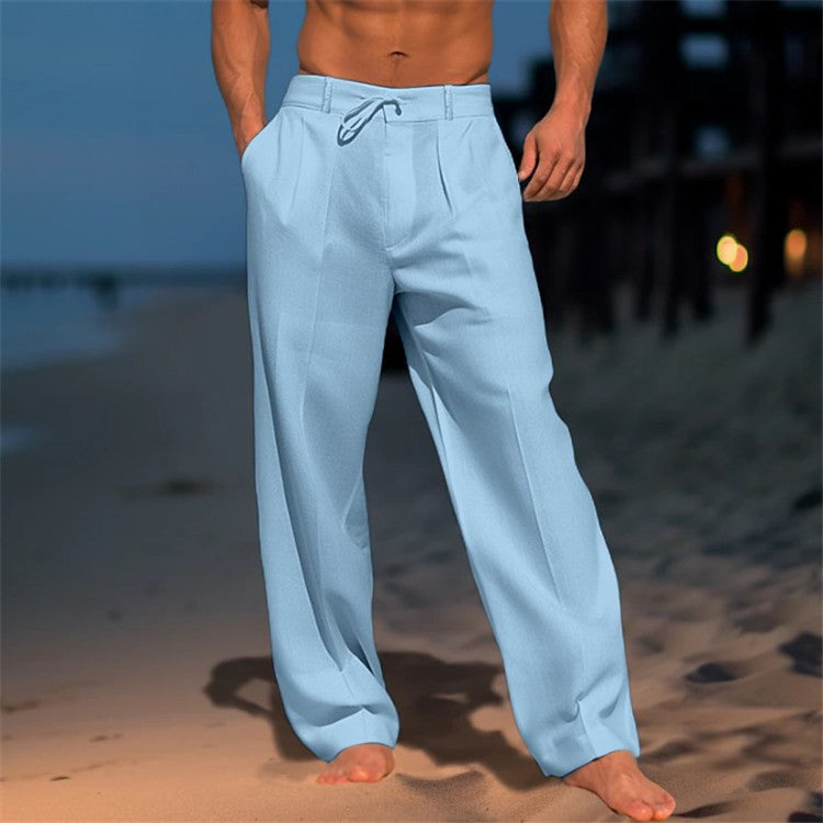 🏖️👖 【Reducere de vară – 50% 🔥】【S–3XL】😍 Pantaloni lejeri de in pentru bărbați, mărimi mari, comozi și respirabili, ideali pentru fiecare zi și vacanță