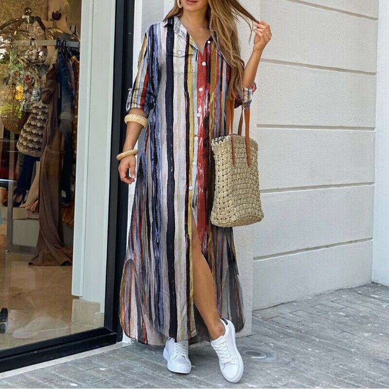 💃💖【50% popusta 🔥】【S–5XL】😍 Nova košulja-haljina s dugim rukavima u velikim veličinama, moderan stil, dostupna u 11 boja