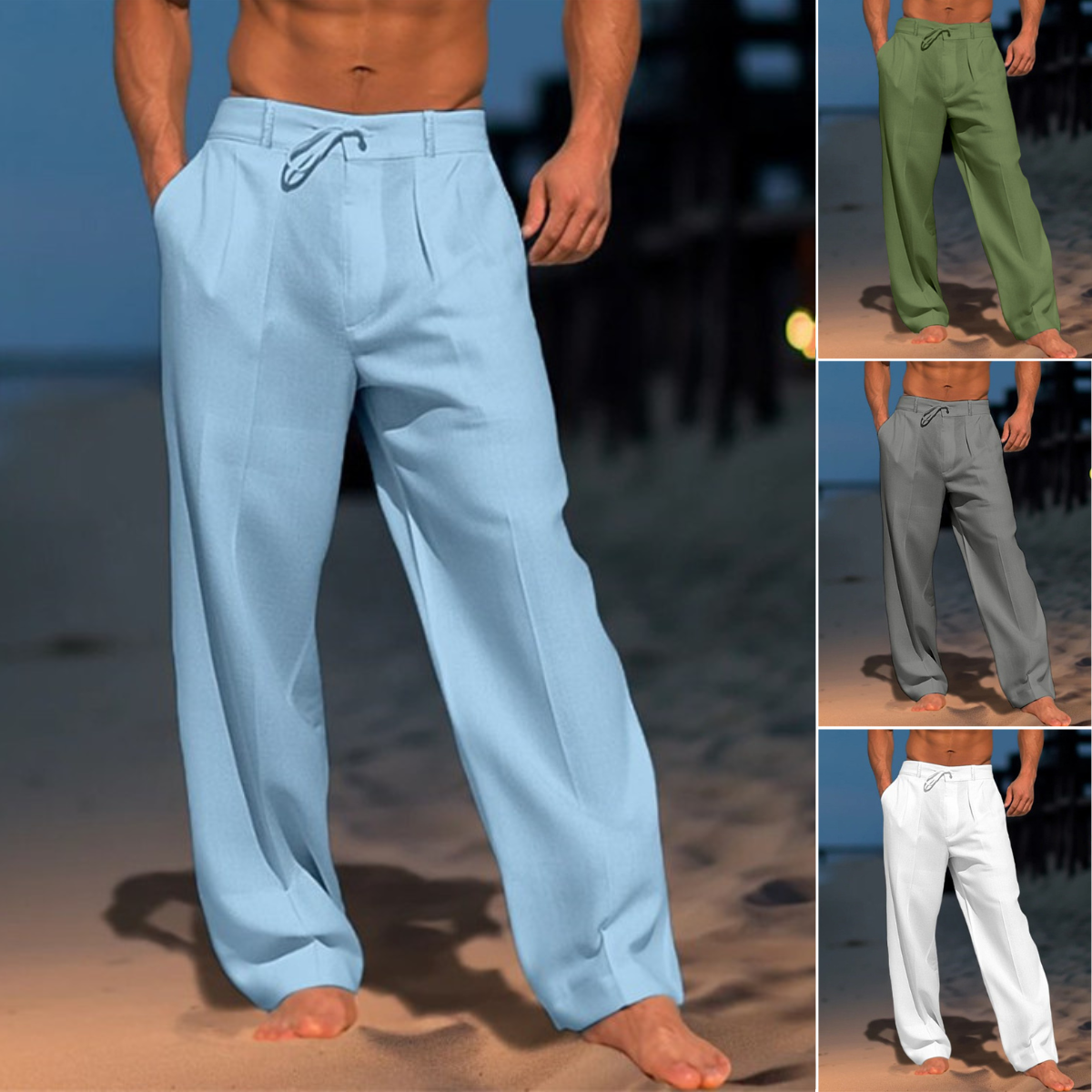 🏖️👖 【Reducere de vară – 50% 🔥】【S–3XL】😍 Pantaloni lejeri de in pentru bărbați, mărimi mari, comozi și respirabili, ideali pentru fiecare zi și vacanță
