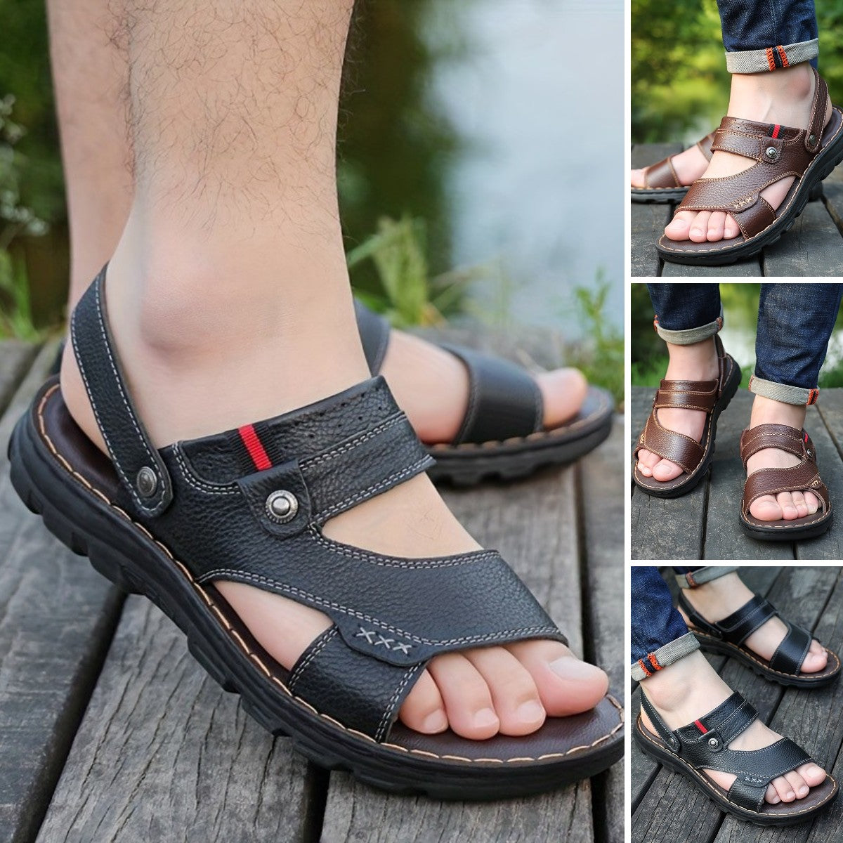 🌴👞【Zniżka 50% 🔥】【38–44】Letnie męskie sandały ze skóry naturalnej, do noszenia na dwa sposoby