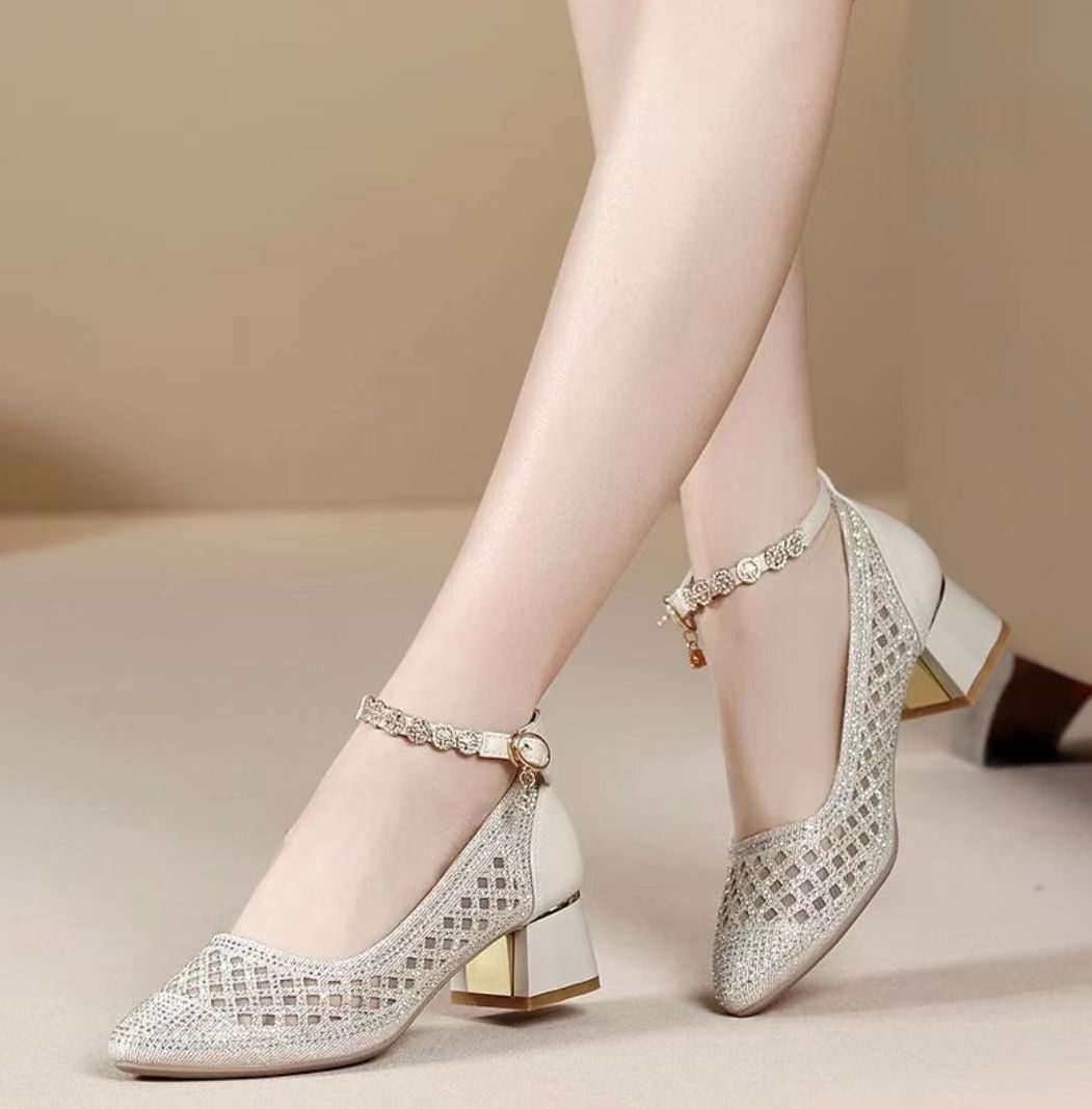 ✨✨【50% zniżki 🔥】【35-40】Sandały damskie na wysokim obcasie z kryształkami