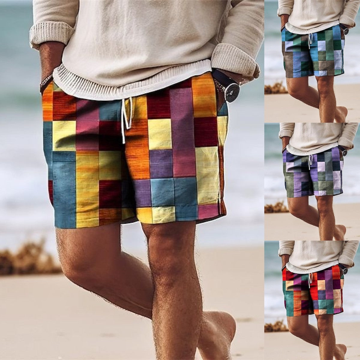 šļøšćCumpÄraČi 1, primiČi 1 gratuitš„ććS-6XLćšPantaloni mari de plajÄ pentru bÄrbaČi, pantaloni scurČi casual cu imprimare 3D