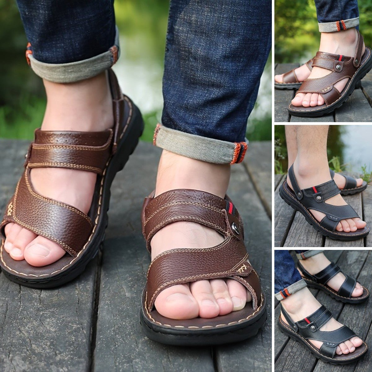 🌴👞【Zniżka 50% 🔥】【38–44】Letnie męskie sandały ze skóry naturalnej, do noszenia na dwa sposoby