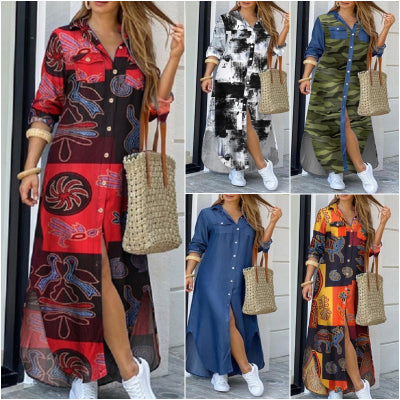 💃💖【50% popusta 🔥】【S–5XL】😍 Nova košulja-haljina s dugim rukavima u velikim veličinama, moderan stil, dostupna u 11 boja