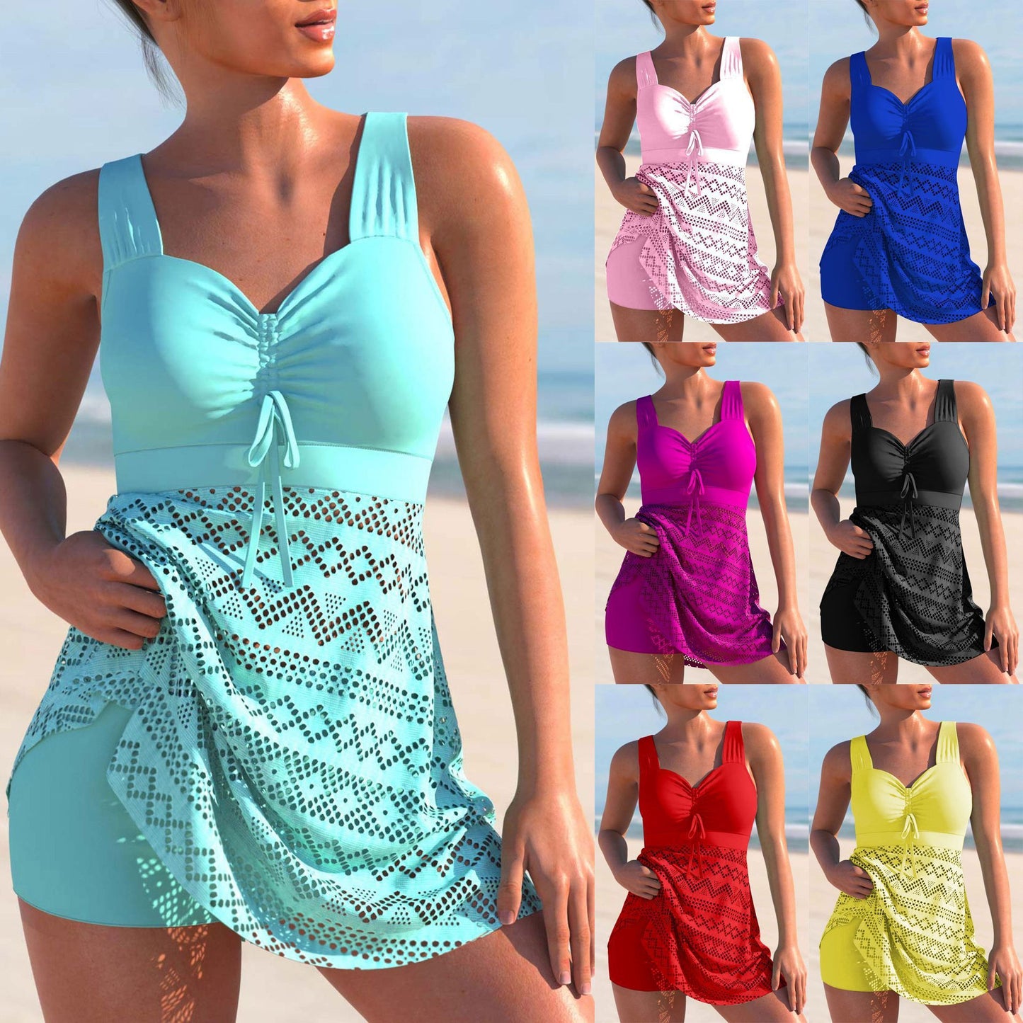 👙【50% popusta 💥】【M–4XL】🏖️ Ženski dvodijelni bikini kupaći kostim s čipkastom mrežicom, u velikim veličinama, dostupan u 7 boja