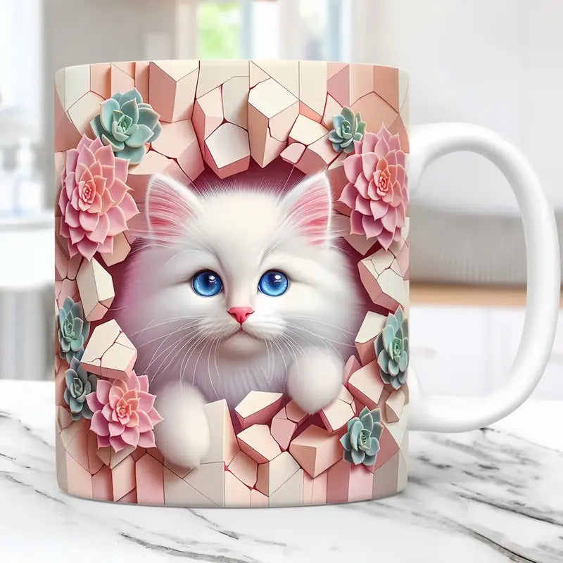 🐱【Kup 1, otrzymaj 1 gratis ✨】Kubek z kotem na kawę/wodę 📦Darmowa dostawa – dostępne