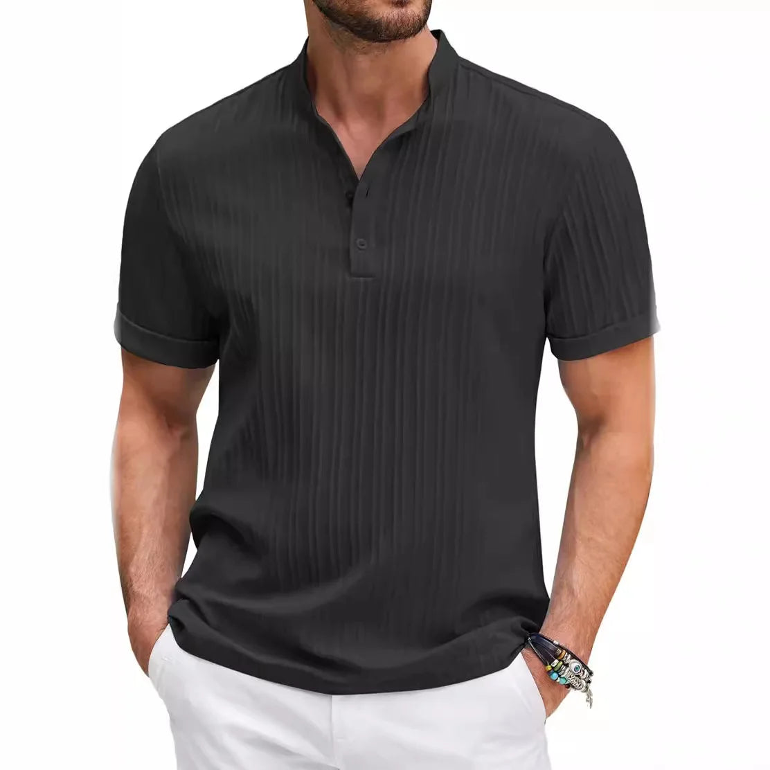 🔥【Ograničeni popust 🔥】Ležerna retro muška henley košulja od pamuka i lana