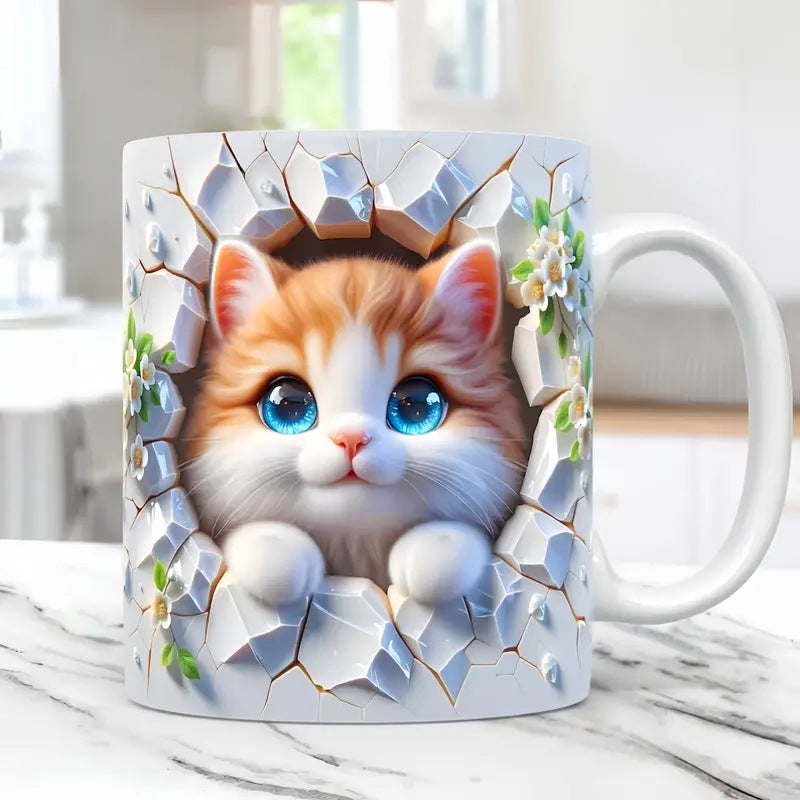 🐱【Kup 1, otrzymaj 1 gratis ✨】Kubek z kotem na kawę/wodę 📦Darmowa dostawa – dostępne