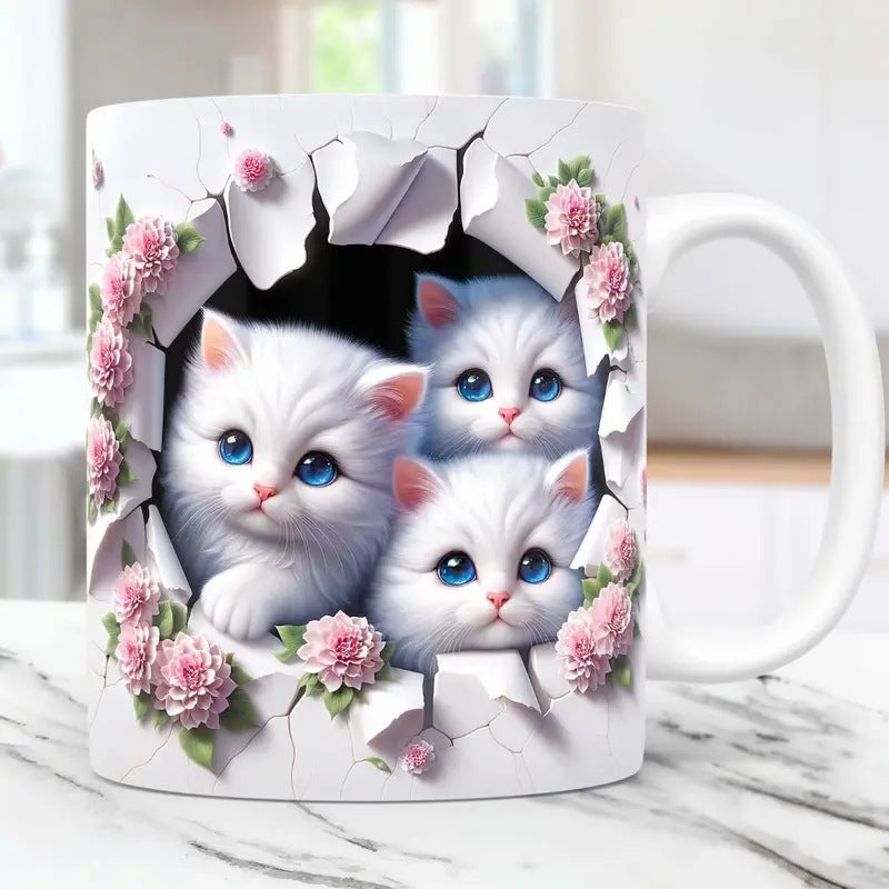 🐱【Kup 1, otrzymaj 1 gratis ✨】Kubek z kotem na kawę/wodę 📦Darmowa dostawa – dostępne
