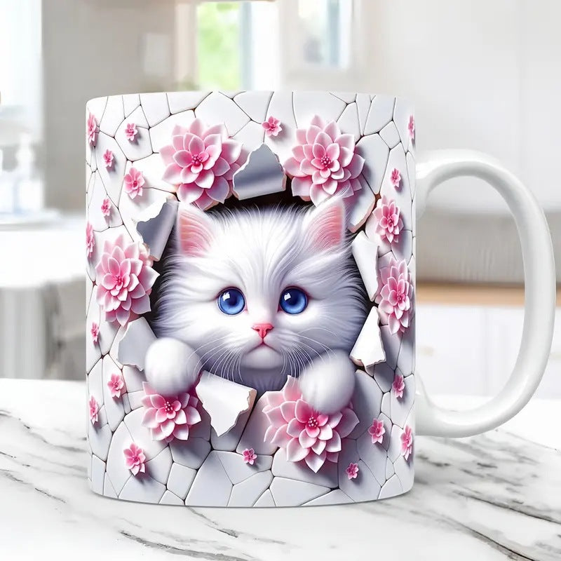 🐱【Kup 1, otrzymaj 1 gratis ✨】Kubek z kotem na kawę/wodę 📦Darmowa dostawa – dostępne