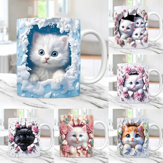 🐱【Kup 1, otrzymaj 1 gratis ✨】Kubek z kotem na kawę/wodę 📦Darmowa dostawa – dostępne