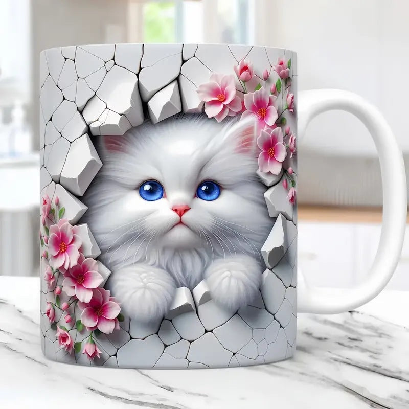 🐱【Kup 1, otrzymaj 1 gratis ✨】Kubek z kotem na kawę/wodę 📦Darmowa dostawa – dostępne