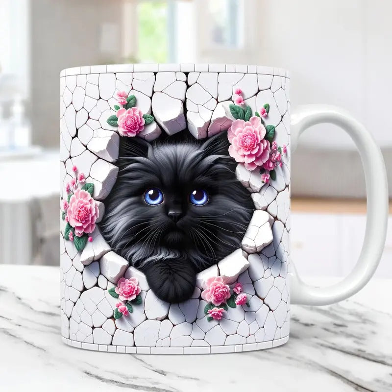 🐱【Kup 1, otrzymaj 1 gratis ✨】Kubek z kotem na kawę/wodę 📦Darmowa dostawa – dostępne