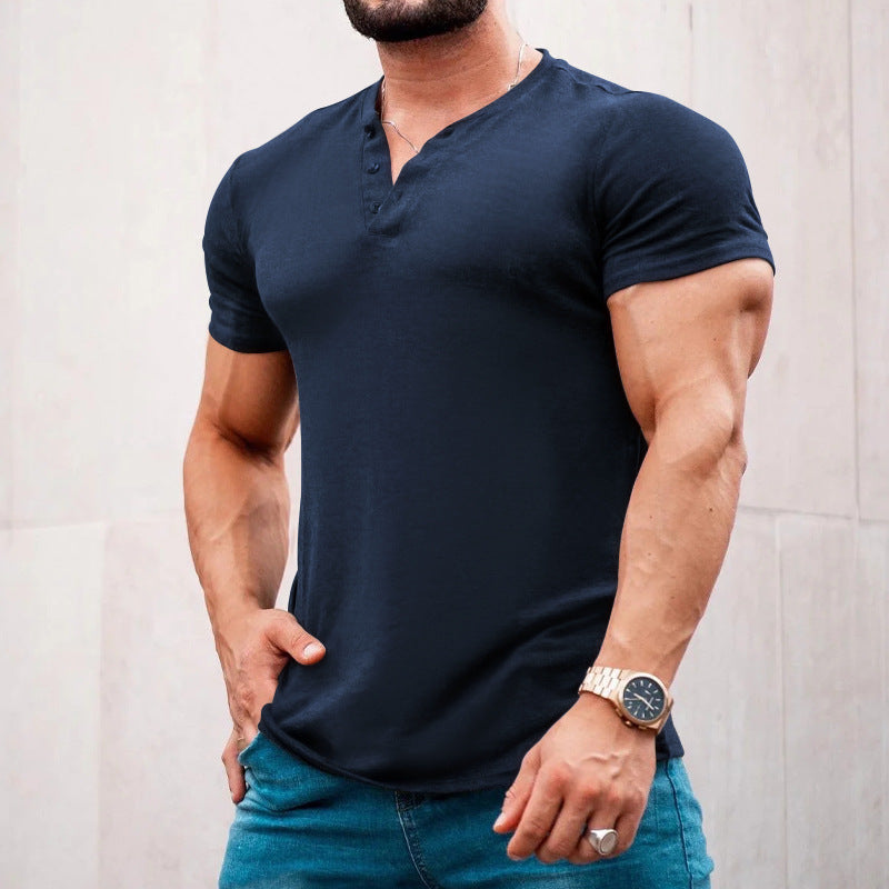 💪👕【50% popusta 🔥】【S–6XL, 7 boja】Muška majica Henley s okruglim izrezom i gumbima, jednobojna, dostupna u velikim veličinama
