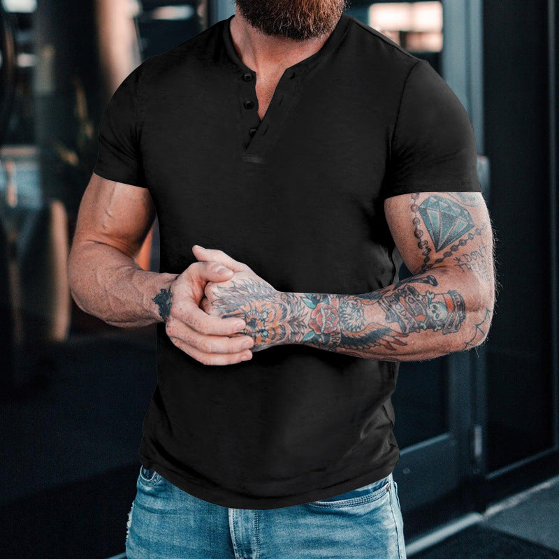 💪👕【50% popusta 🔥】【S–6XL, 7 boja】Muška majica Henley s okruglim izrezom i gumbima, jednobojna, dostupna u velikim veličinama