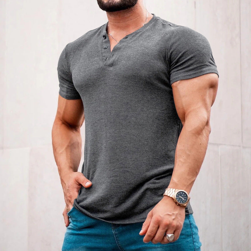 💪👕【50% popusta 🔥】【S–6XL, 7 boja】Muška majica Henley s okruglim izrezom i gumbima, jednobojna, dostupna u velikim veličinama
