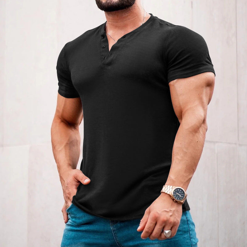 💪👕【50% popusta 🔥】【S–6XL, 7 boja】Muška majica Henley s okruglim izrezom i gumbima, jednobojna, dostupna u velikim veličinama