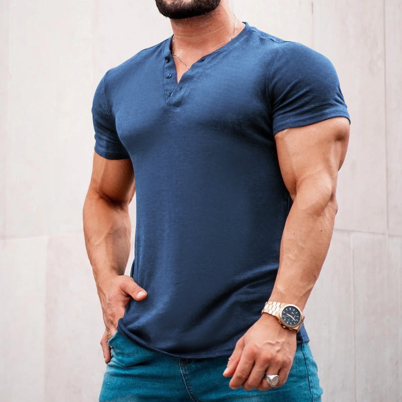 💪👕【50% popusta 🔥】【S–6XL, 7 boja】Muška majica Henley s okruglim izrezom i gumbima, jednobojna, dostupna u velikim veličinama