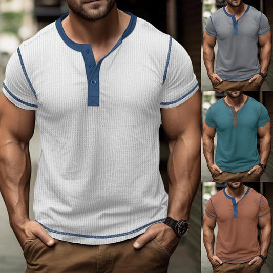 👕【50% zniżki 🔥】Letnia męska koszulka vintage z guzikami, w dużych rozmiarach, kontrastowe kolory