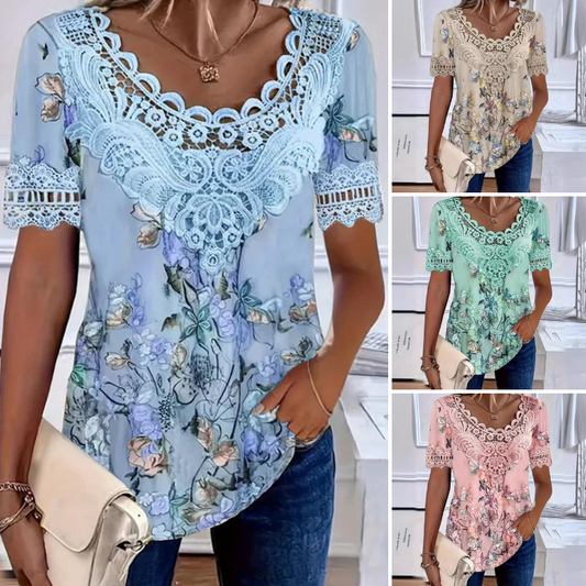 💥【Popust na novi proizvod -50%】💐 Ženska bluza s čipkastim uzorkom i V-izrezom
