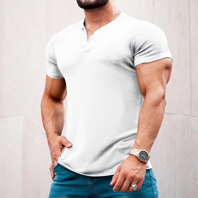 💪👕【50% popusta 🔥】【S–6XL, 7 boja】Muška majica Henley s okruglim izrezom i gumbima, jednobojna, dostupna u velikim veličinama