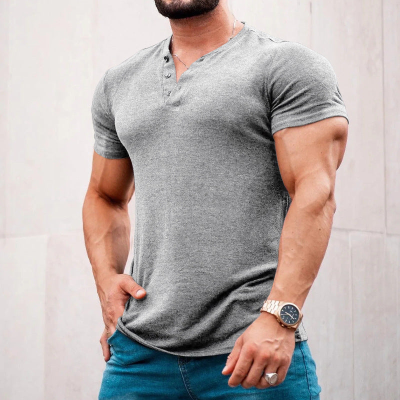 💪👕【50% popusta 🔥】【S–6XL, 7 boja】Muška majica Henley s okruglim izrezom i gumbima, jednobojna, dostupna u velikim veličinama