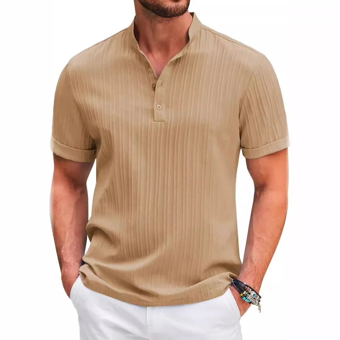 🔥【Ograničeni popust 🔥】Ležerna retro muška henley košulja od pamuka i lana